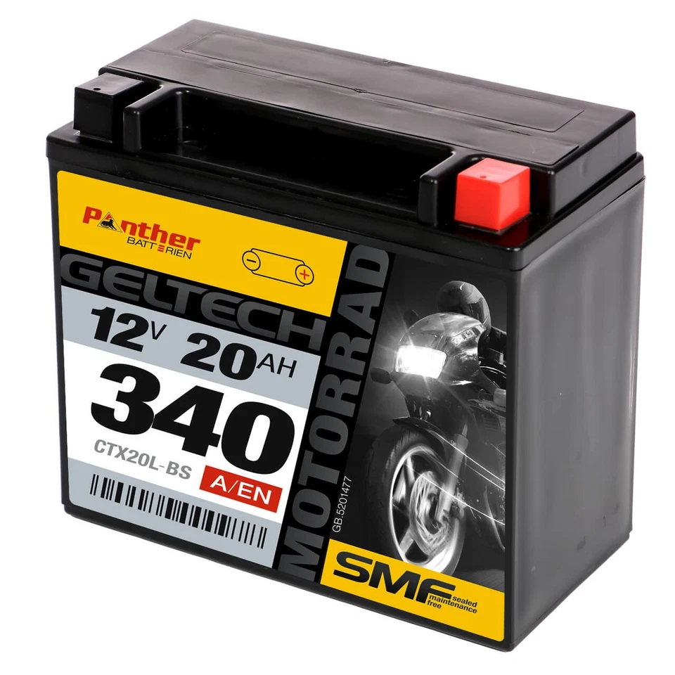 Panther CTX20L-BS GEL Batterie 12V 18Ah Motorradbatterie YTX20L-BS Roller 52014 - Bild 2 von 4