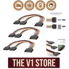 3x SATA Power 15 Pin Y Splitter Cable Adapter Male to Female SSD HDD Hard Drive