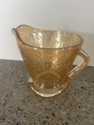 Vintage Jeanette Floragold Louisa Marigold Carnival Glass Creamer