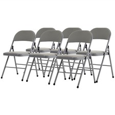 6 Pack Gray Folding Chair Indoor Outdoor Portable Stackable Commercial Seat