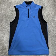 Adidas Men  s Golf Wind Vest M Elevated 1/4 Zip Sleeveless Athletic Pullover
