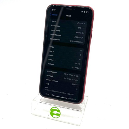 Produit Apple iPhone XR 128 Go 17.5.1 débloqué rouge MT022VC/A