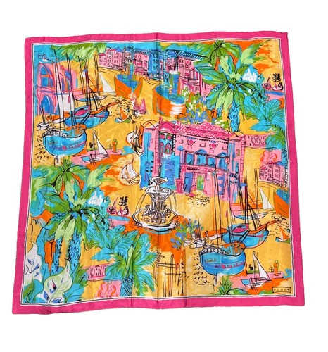 Echo Silk Square Scarf Vibrant Colorful Mediterranean Italian Coastal Preppy