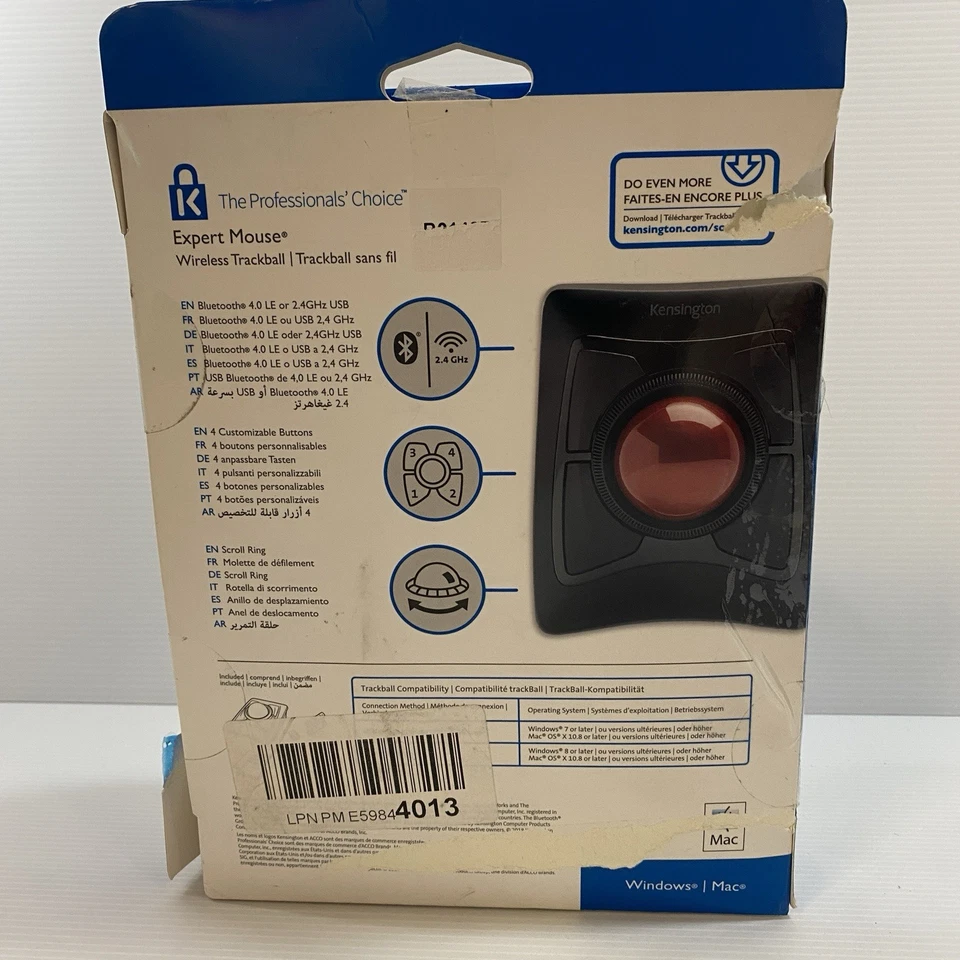 Kensington Expert Mouse Wireless Trackball Bluetooth Mac & Windows *Desc* - Image 3 of 4