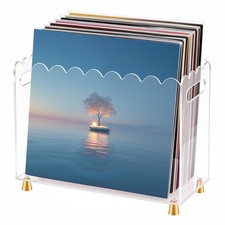 New Best Acrylic Vinyl Record Holder,Vinyl Storage with Luxe Gold Metal Feet and