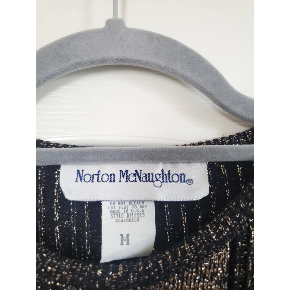 Norton McNaughton блеск Y2K блестящий ретро Новый год золото черный свитер, средний - Изображение 2 из 4