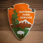 Vintage National Park Service Porcelain Sign Camping Hunting US Forestry Service