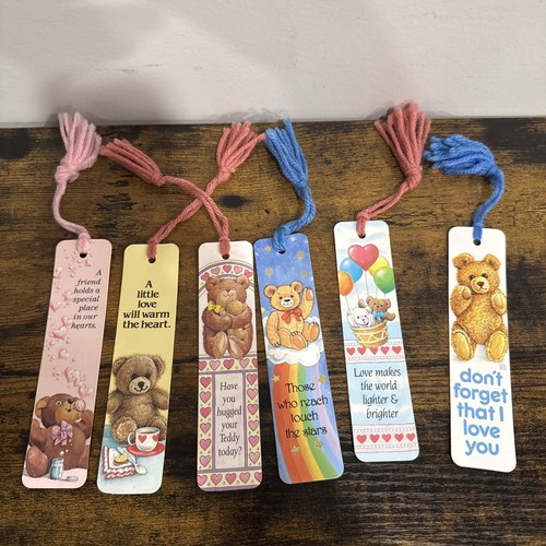 Bookmark Lot of 5 Vintage 80s Teddy Bear Love Dream Tassels Bearly Yours Antioch