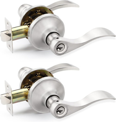 Combo Pack of 2, Keyed Alike Entry/Entrance Door Levers Front Exterior Doors Int