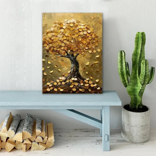 Money Tree In Shades Of Yellow Wall Art Canvas Unframed/Framed - Picture 2 of 7