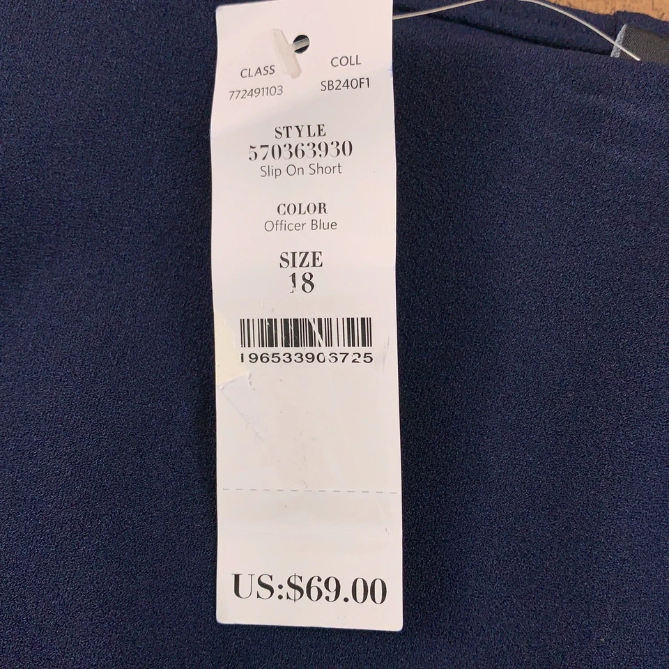 Pantalones Cortos WHBM Mujer Talla 18 Azul Marino Elastizados Tejido Tiro Alto Sin Cordones 5" Entrepierna Nuevos con Etiquetas Foto 3 de 4