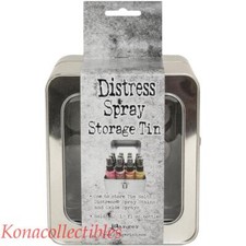 Tim Holtz Storage Tin Distress Spray New Holds 12 bottles Oxide or Stains