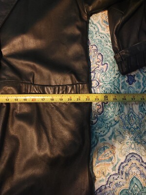 VINTAGE JF Jacqueline Ferrar Black Leather Long Trench Coat VINTAGE JF Jacqueline Ferrar Black Leather Long Trench Coat