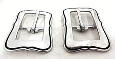 Visalia Jeremiah Watt Heel Buckles Smooth Grooved Horse Tack Stainless Steel Pr