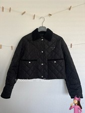 New Prada Light Re-nylon Cropped Quilted Jacket Black Sz 38