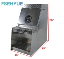 28"x25"x15" Aluminum Side Mount Semi Truck Tool Box Saddle Step Open Wide Design