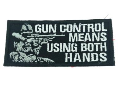 Gun Control Means Using Both Hands Gestickte Airsoft Klettverschluss-Flecken