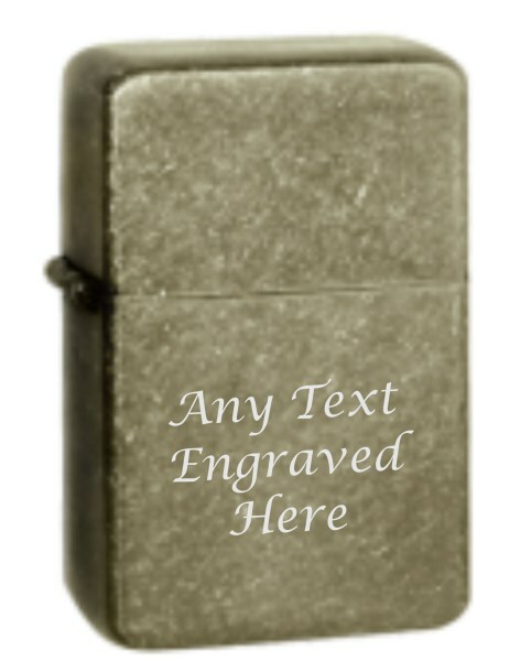 Personalised Engraved Lighter in Metal Gift Tin Antique Brass