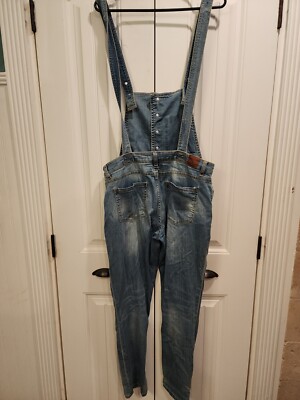 WOMENS SZ 28 LIFE IN PROGRESS OVERALLS DISTRESSED JEAN WELL WORN 5 POCKET