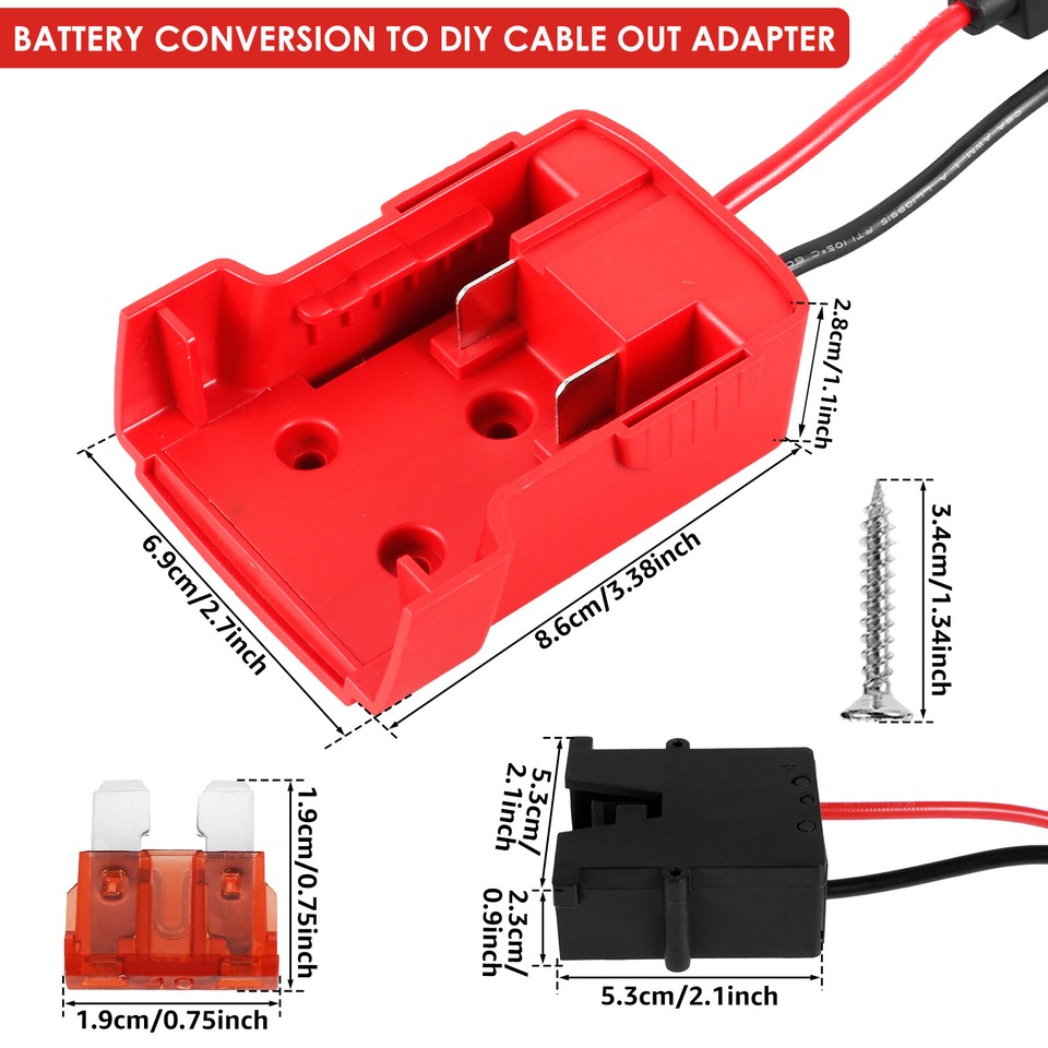 Power Wheels Adapter Portable 18V Battery Adapter with 40A Fuse and