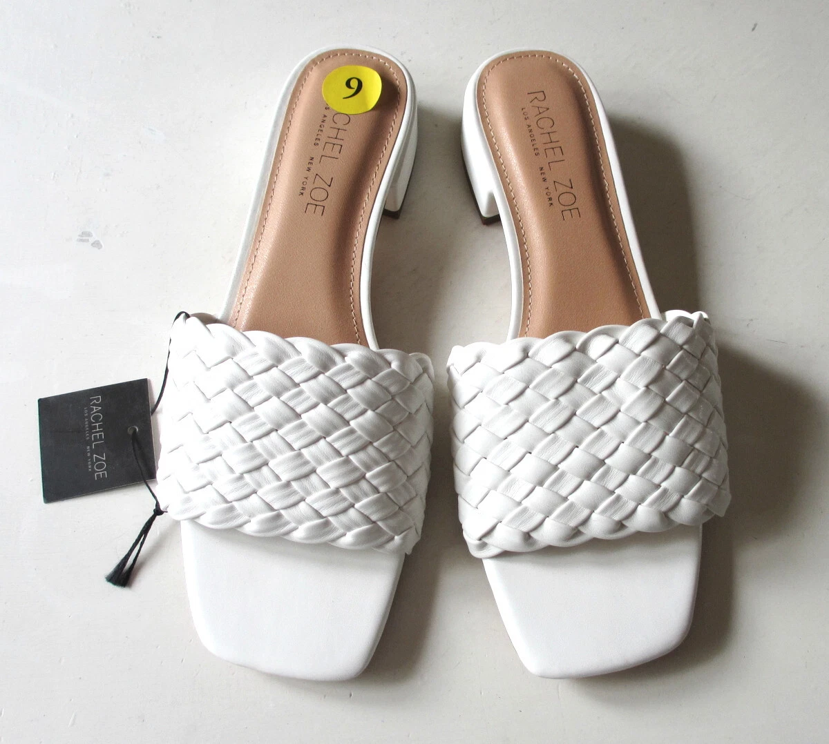 Rachel Zoe Nerida Women s Woven Braided Slides Sandals White Flats Size 9 NEW