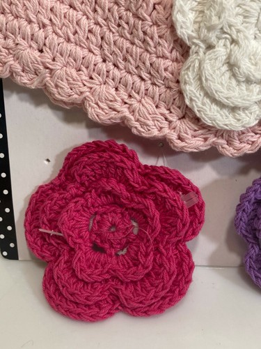 NEW Hand Crocheted Cap/Hat with Flowers by Ella Jackson Ganz Baby 0-12 Mos - Picture 3 of 6