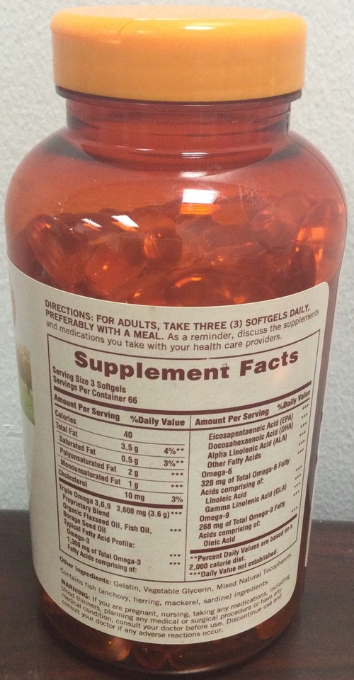 Sundown Omega 369 Flax Fish Borage Oils, 200 Softgels eBay