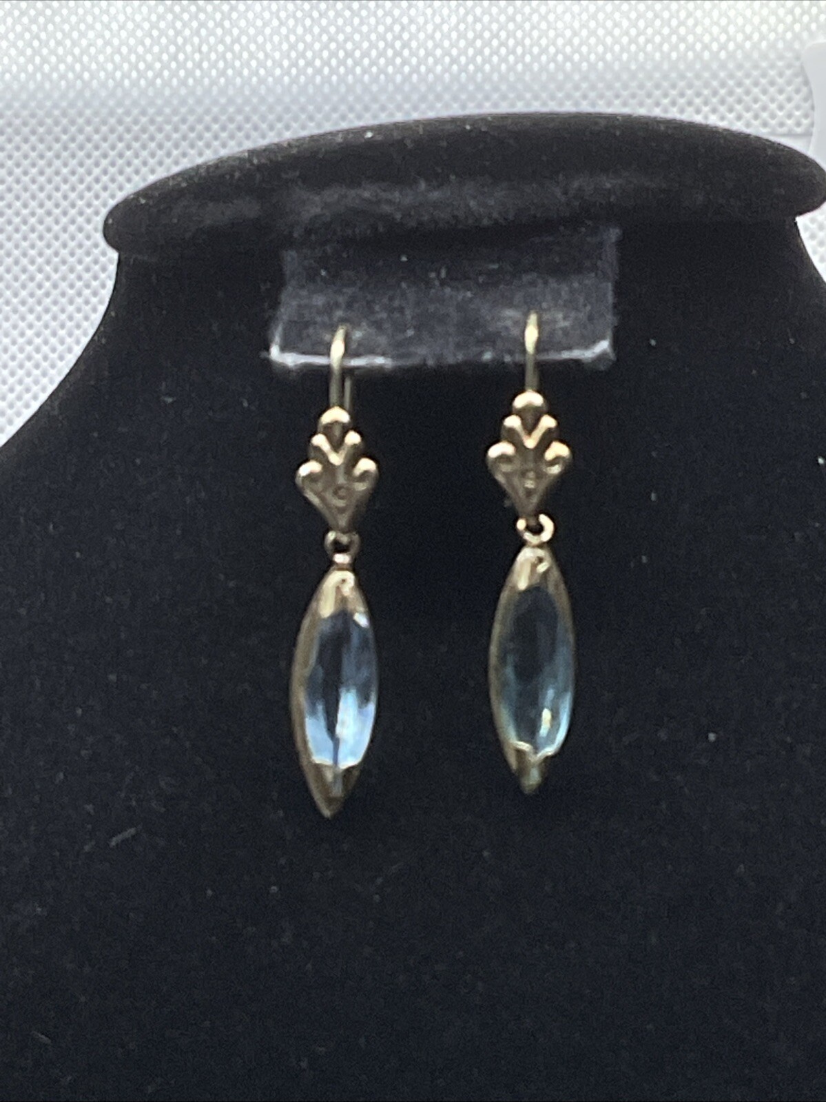 CUTE Solid 14K Yellow Gold Blue Simulated Stone D… - image 6