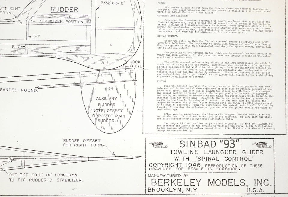 Berkeley SINBAD 93 PLAN + PARTS PATTERNS Enlarged to 93” From SINBAD 40” PLAN - Image 3 of 4
