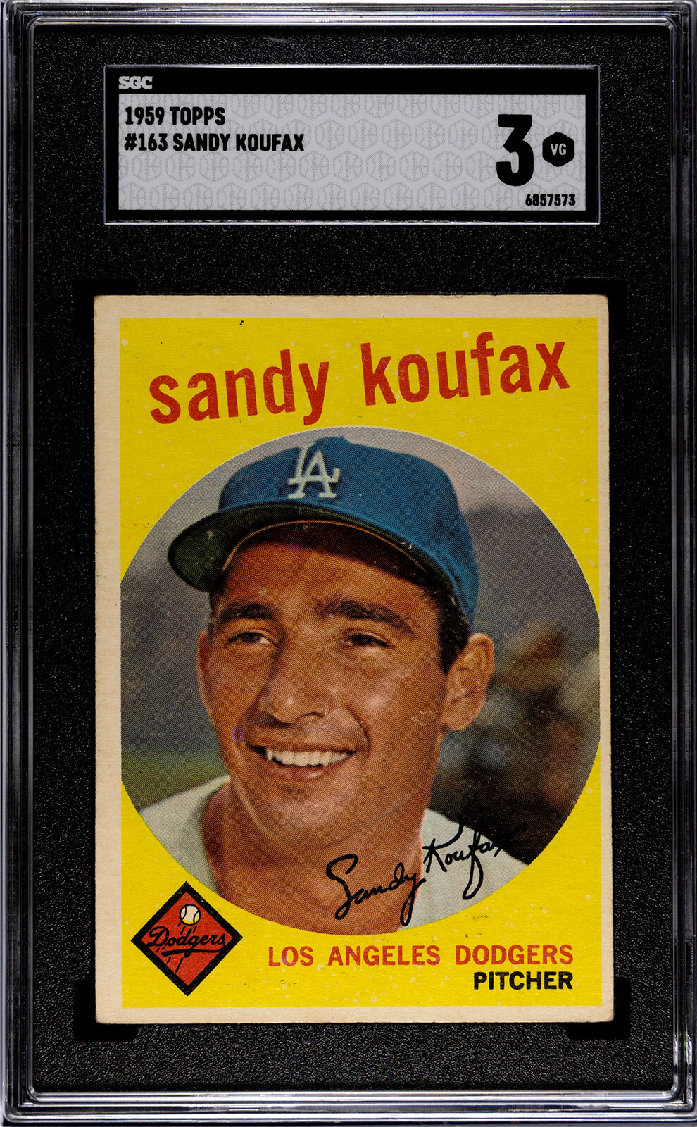 1959 Topps #163 Sandy Koufax - Los Angeles Dodgers - SGC Graded 3 Card