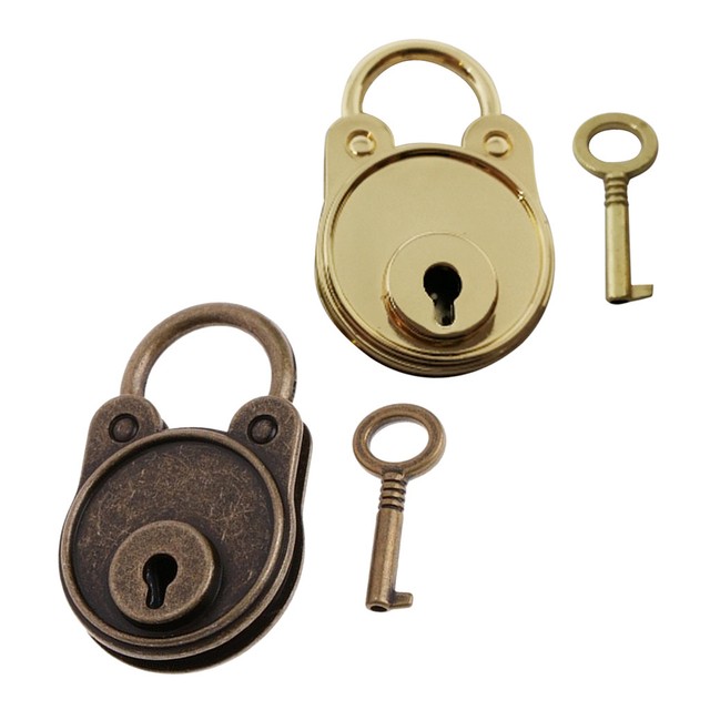 Antique Bronze Padlock Hasp Lock For Mini Jewelry Box Handbag Luggage 2