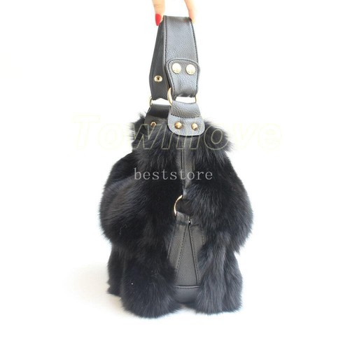 Elegante Fuchspelz Damen Handtasche Echtfell Schultertaschen Damen Geldbörsen Western Reißverschluss - Bild 18 von 29