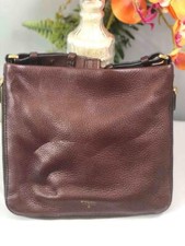 FOSSIL "Preston" Brown Pebbled Leather Expandable Crossbody Bag ZB5874