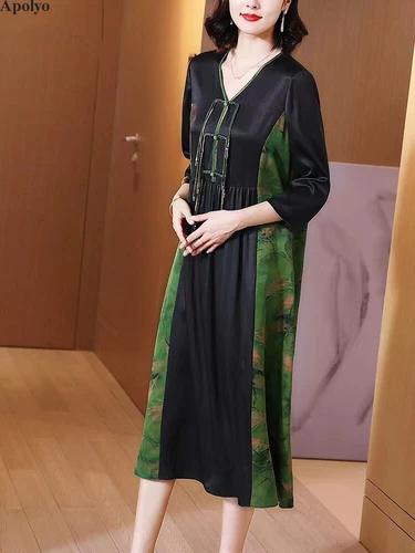 Women Buckle Spring Summer Loose Retro Casual Tunic Boho Shirt Midi Dress Kaftan - Bild 10 von 15
