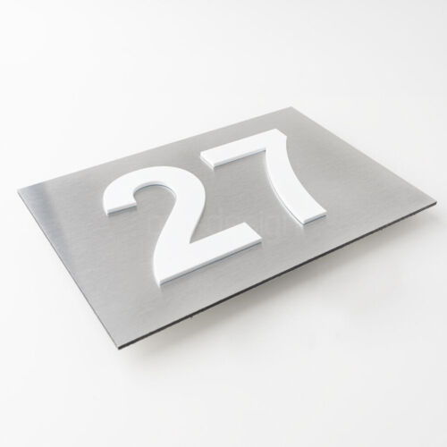 Hausnummer Edelstahl Zahlen Buchstaben Türnummer Hausnummerschild 3d design weiß - Bild 1 von 4