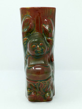 Buddha 3D Tiki Vase mug Seven Samurai Steak House Red / Green Glaze vgc