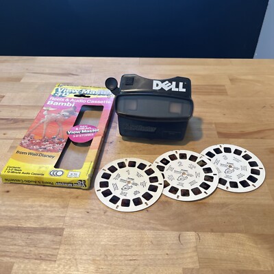 DELL Black View Master 3D View-Master Viewer Toy VTG 3- Bambi Slides Tested