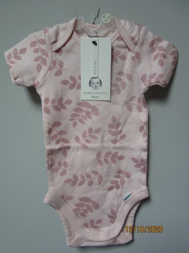 Gerber Modern Moments Baby Girl 1-Piece Pink Leaf Onesie Size 6-9M - Picture 2 of 3