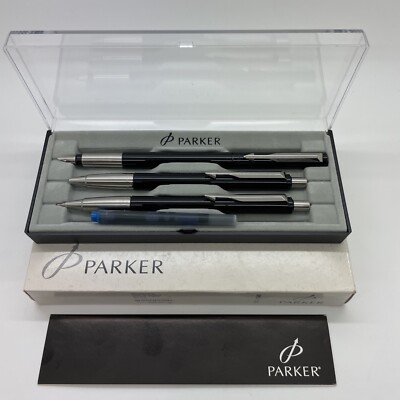 Parker Vector piece Set FP/BP/Pencil in Black Chrome NEW OLD - Main Image