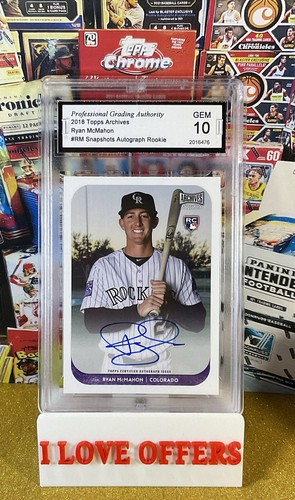 2018 TOPPS ARCHIVES RYAN MCMAHON AUTOGRAPH ROOKIE SNAPSHOTS RARE PGA 10 READ