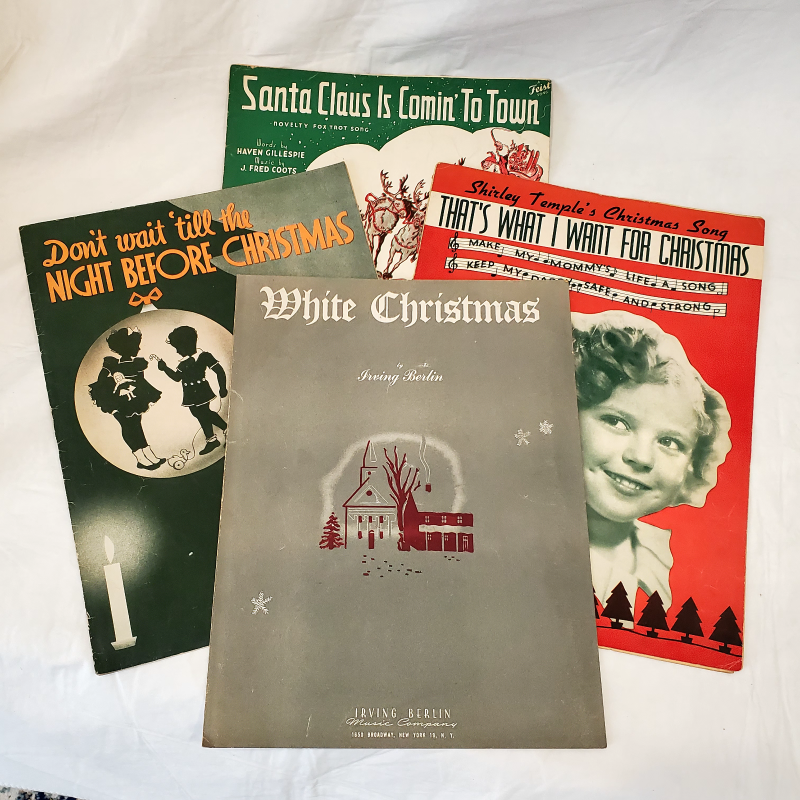 Lot of 4 Vintage Holiday Christmas  Sheet Music Piano 1930s-1940s White Chistmas