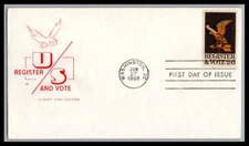 US FDC # 1344 6c Register & Vote HF  HFddtssed 1968, 9p2329
