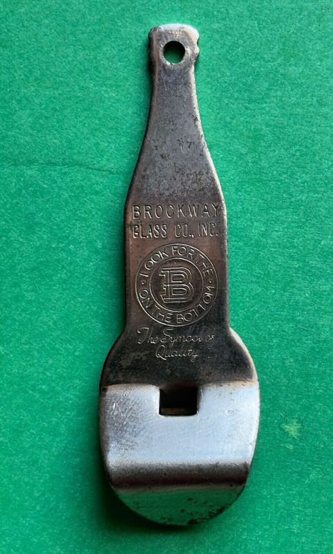 RARE VINTAGE BROCKWAY GLASS COMPANY FIGURAL BEER BOTTLE CAP OPENER PENNSYLVANIA