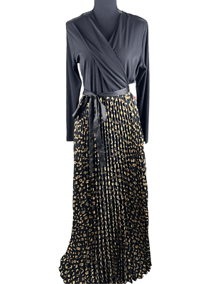 Lularoe Deanne Elegant Wrap Gold & Black Belted Maxi Cocktail Dress Size  Medium | eBay