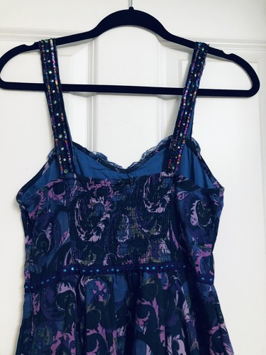 Free People Purple Fit and Flare Embroidered Paisley Floral Violet Dress 4 Small - Picture 10 of 11