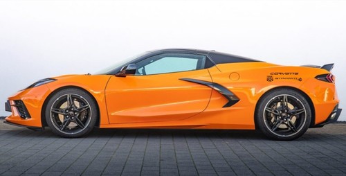 CORVETTE STINGRAY FLAG vinyl Decal Racing Stripes qty 2 (Fits Chevy Corvette C8) - Foto 3 di 23