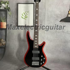 Solid Body Red Black Electric Bass Guitar 2 Pickups 5 String Rosewood Fretboard