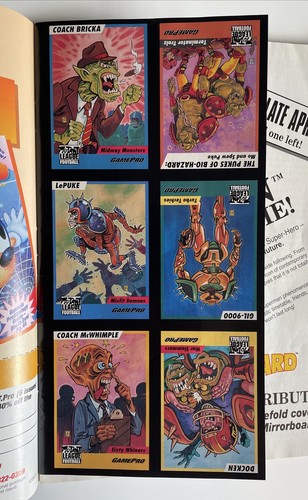 Vtg May 1993 Gamepro Magazine Mutant League Football Uncut 12 Card Sheet Insert