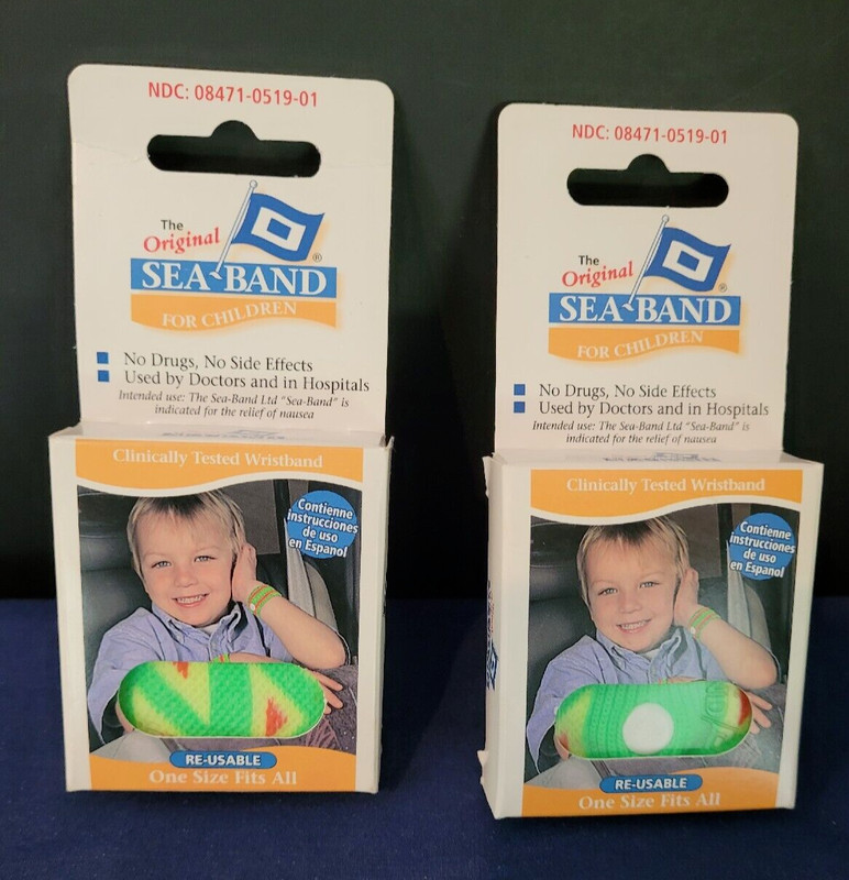 2 NEW Sea-Band for Children Colorful Design Motion Sickness  Nausea Relief
