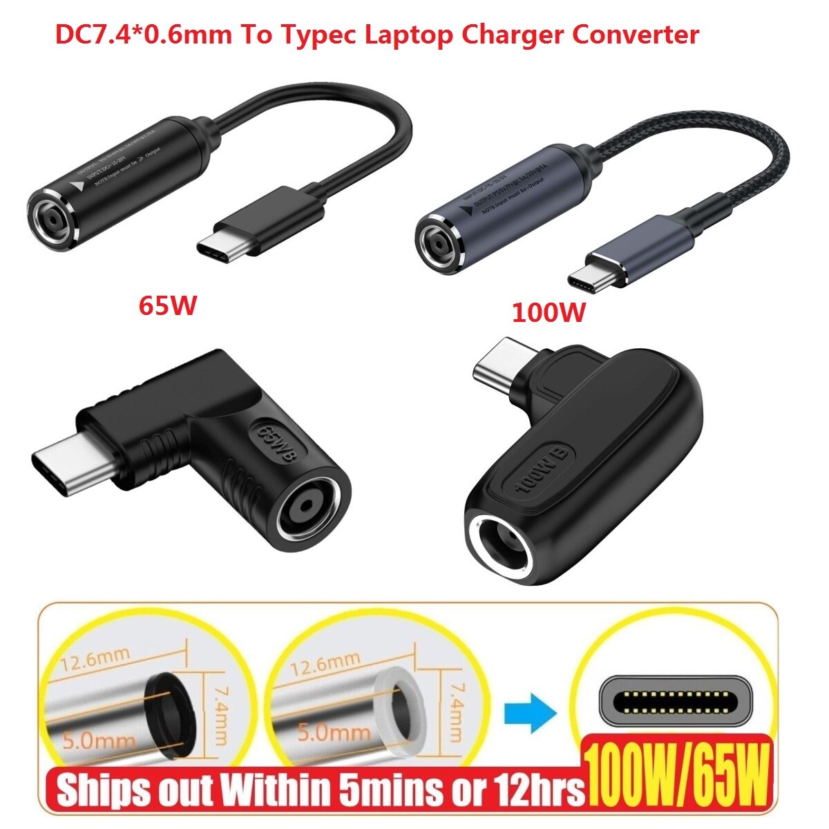 100W/65W Laptop Charger Converter USB C PD Power Charging Cable  Adapter